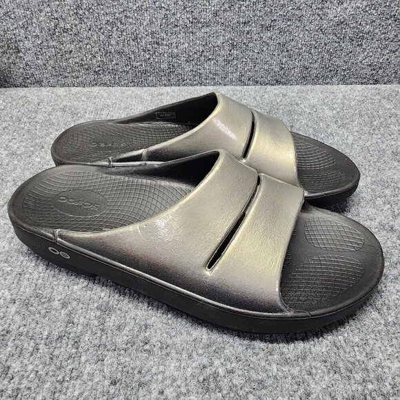 Oofos Ooahh Slate Black Slide Sandal Recovery Comfort Slip On Unisex M 9 W 11 - Picture 1 of 14
